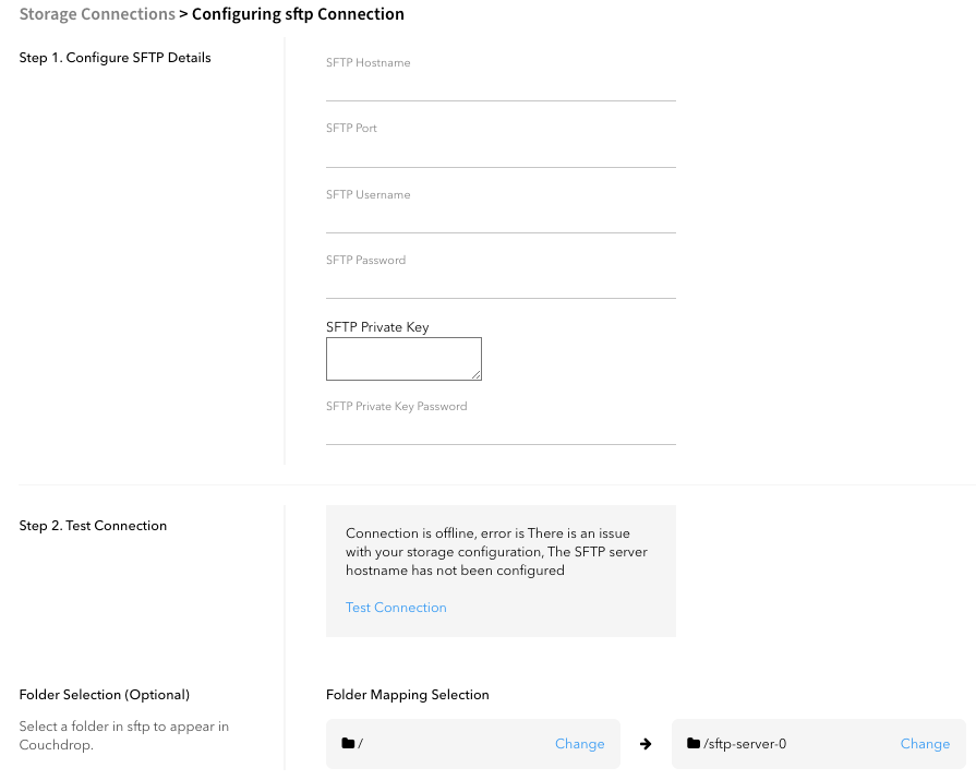 Connecting to an external SFTP Server