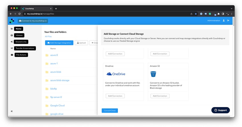 Couchdrop connecting OneDrive Storage