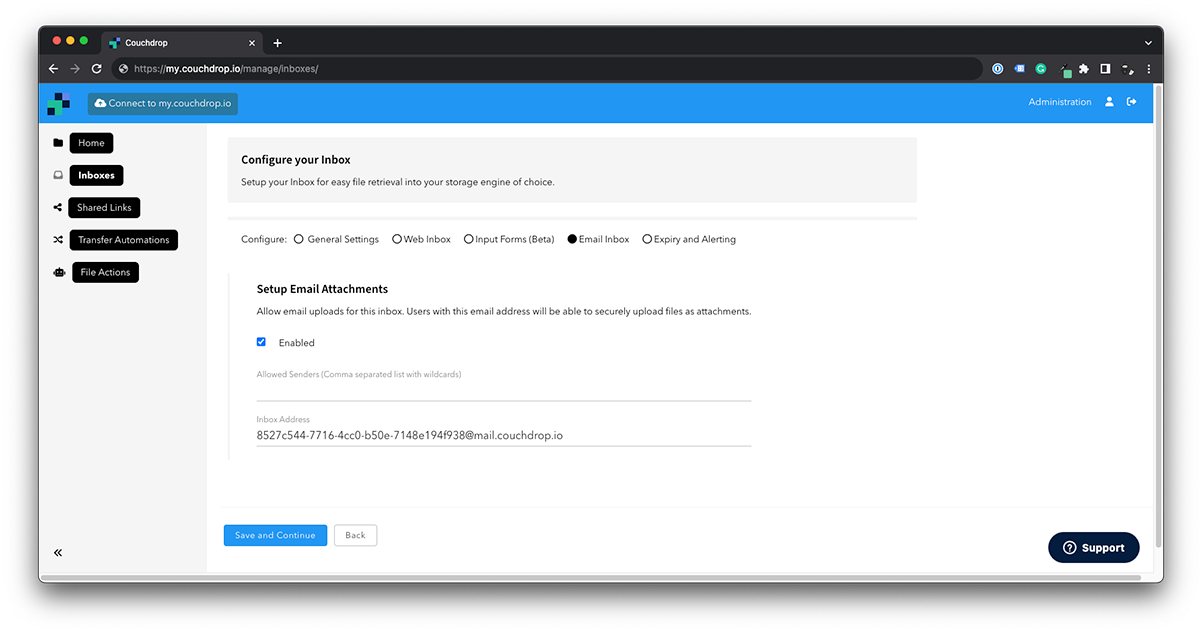 Email Inbox Configuration