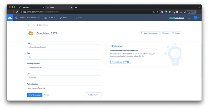 Skyvia Couchdrop SFTP Connection