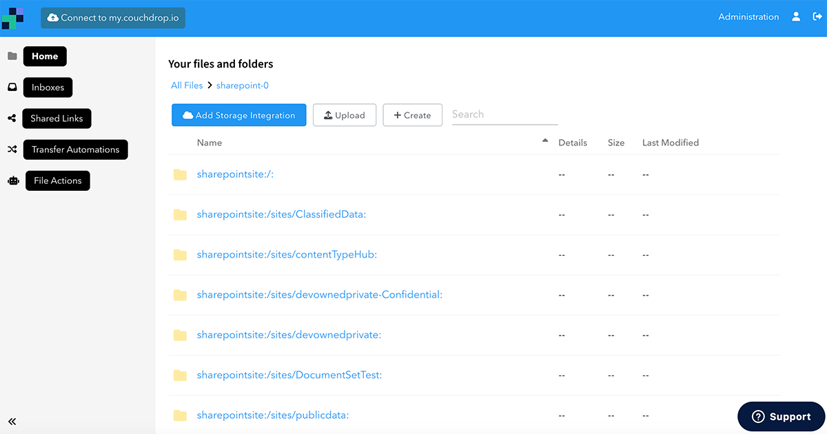 Couchdrop accessing storage connections