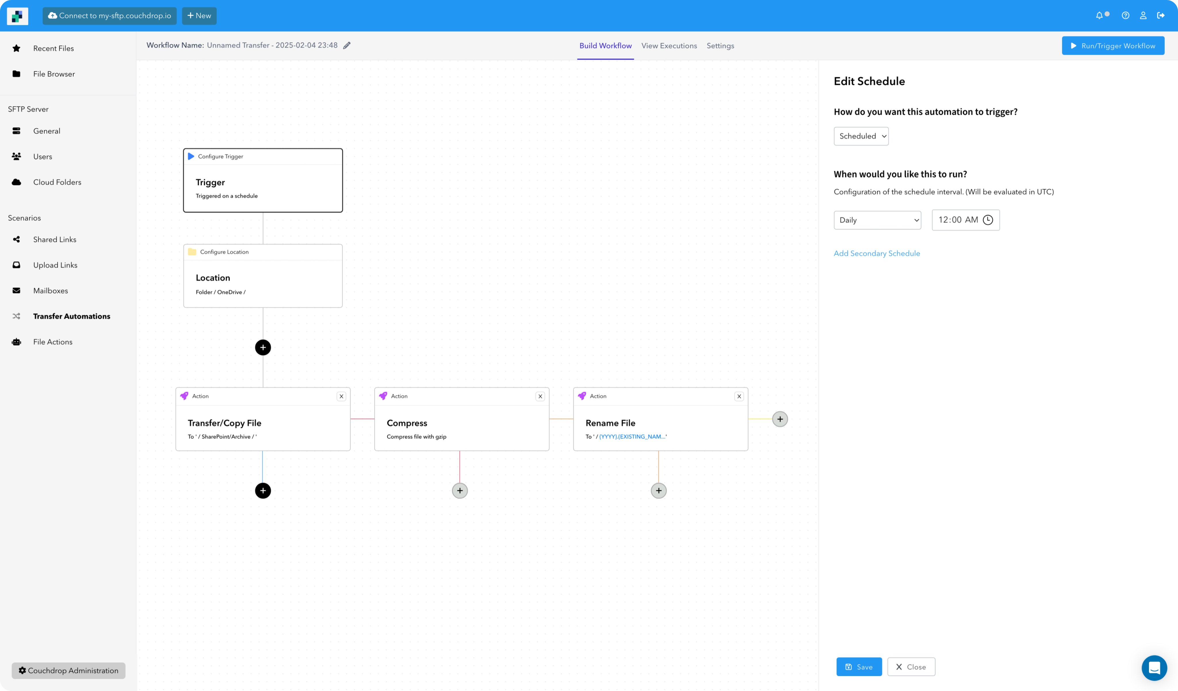 File transformation workflow