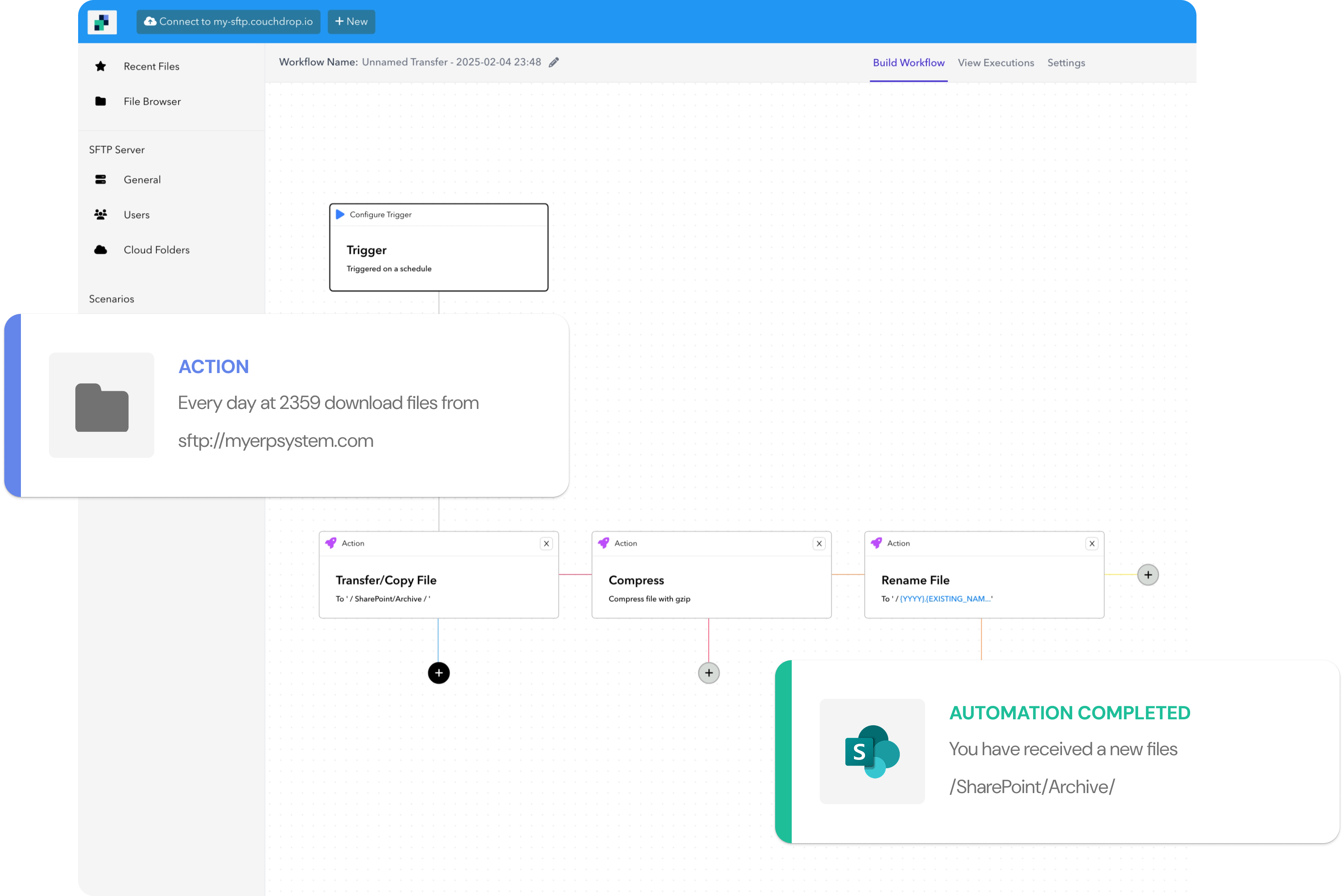 Example workflow for Managed file transfer